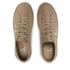 Sneakers Calvin Klein Jeans Vulc Low Oversized Brand YM0YM00687 Travetine/Live Mist 0H7 -Sneakers Urbaines Authentiques sneakers calvin klein jeans vulc low oversized brand ym0ym00687 travetine live mist 0h7 4